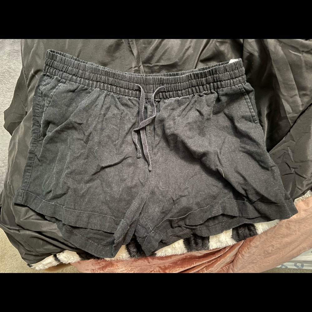 Black Linen Shorts
